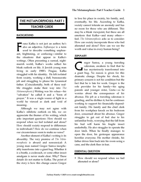The Metamorphosis: Reader's Theater Script Story Collection