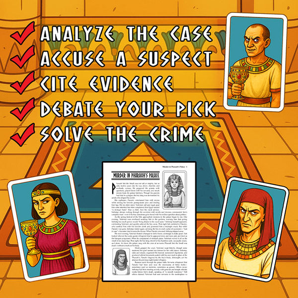 Murder in Pharaoh's Palace: 2-Page Murder Mystery + Citing Evidence Practice