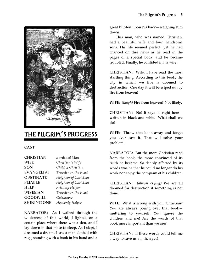 The Pilgrim's Progress (Reader's Theater Script-Story + Handout ...