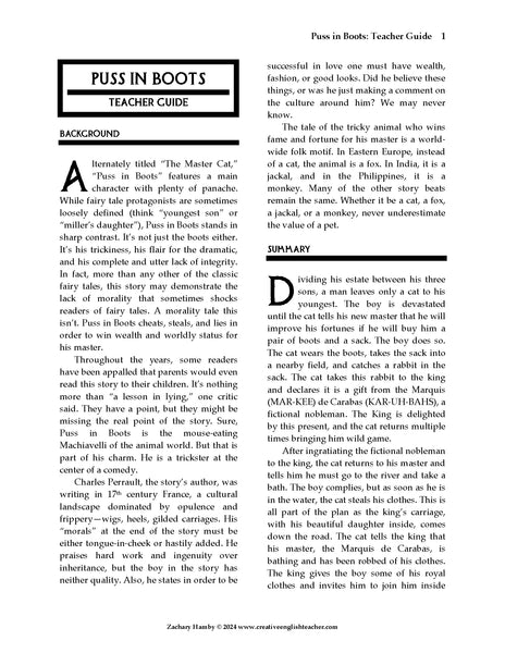 Puss in Boots (A Reader's Theater Script-Story)