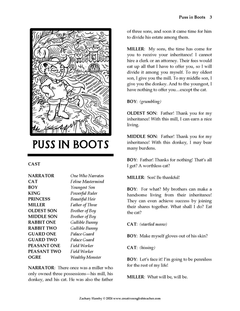 Boots Script Puss in Boots (A Reader's Theater Script-Story) – Creative English Teacher