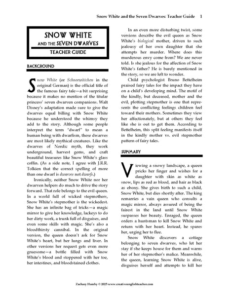 Snow White and the Seven Dwarves (Reader's Theater Script-Story)