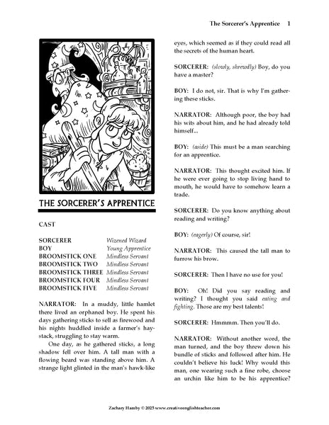 The Sorcerer's Apprentice (Reader's Theater Script-Story)