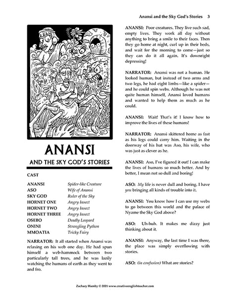 Anansi and the Sky God's Stories: An African Folktale (Script-Story)