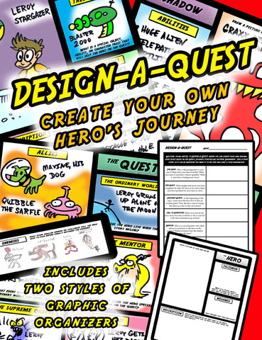 Design-a-Quest:  Making Your Own Hero's Journey Graphic Organizer Bundle + The Hero's Journey Presentation Using Disney's Aladdin